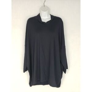 New OSKA Shirt Lemon Dark Blue Women's Top Size‎ 2 Viscose blend 3/4 Sleeve